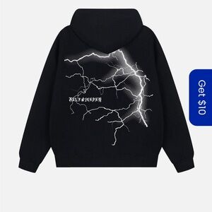 NWT Black Lightning Graphic Hoodie size Small